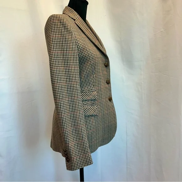 Zara tan brown houndstooth check plaid single breasted button front blazer Sz XS - Picture 5 of 15